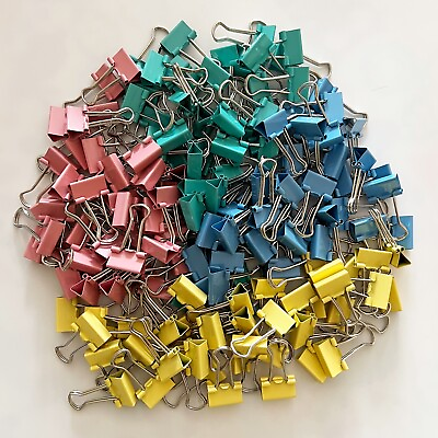 #ad Small Binder Clips Colorful Horizontal width 3 4INCH Small Metal Paper Clamp $13.99