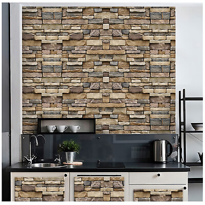 #ad Vinyl Brick Stone Wood Wallpaper Self adhesive Contact Paper Home Kitchen Decor $11.95