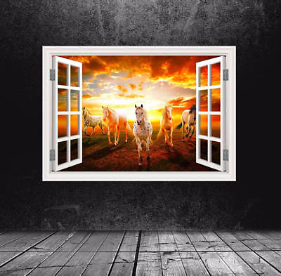 #ad Full Colour Horses Field Window Wall Art Sticker Transfer Girls Boys Room WSDW20 $33.99