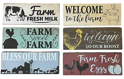 #ad Set Of 6 Country Chic Farm Barn House Decor Welcome Home Signs Decorations $27.95