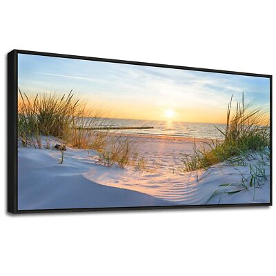 #ad Sea Beach Framed Canvas Wall Art For Living Room Large Size Wall Decor For Of... $64.60