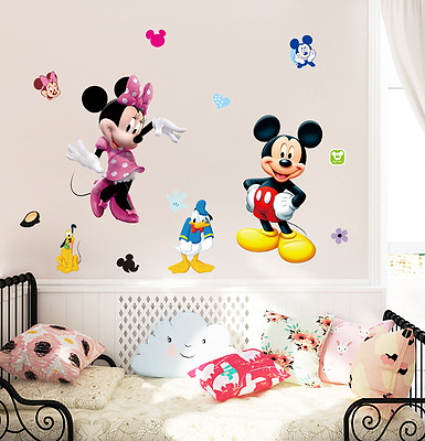 #ad Disney 19quot; mickey amp; minnie mouse Removable Wall Stickers Decal Kids Home Decor $7.71