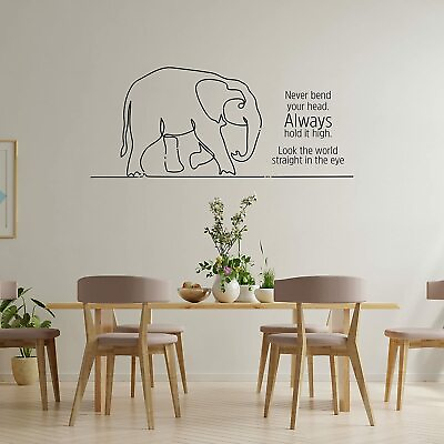 #ad Never Bend Quote Elephant Animal Wall Art Stickers for Kids Home Room Decals $10.00