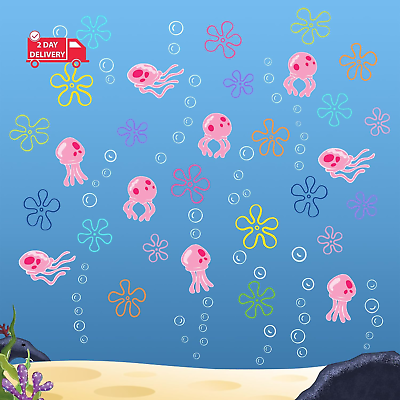 #ad Jellyfish Bubbles Wall Stickers under the Sea Ocean Wall Decals Decorations for $20.33