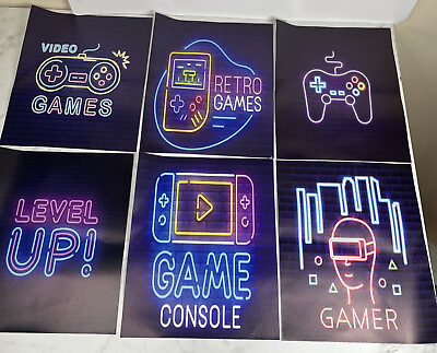 #ad #ad 6 Video Game Art Print Colorful Gaming Themed Room Wall Decor Canvas Wall Art $9.99