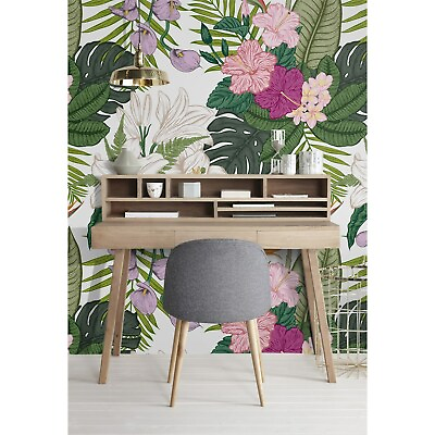 Vibrant tropical floral removable wallpaper self adhesive Exotic wall Flowers $93.95
