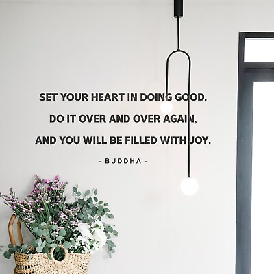 #ad Set Your Heart Buddha Wall Decal Inspirational Sticker Quote Mindfulness Decor $16.97