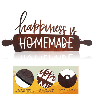 #ad Kitchen Wall Art Decor Happiness Is Homemade Metal Sign Rustic Farmhouse Kitc... $17.66