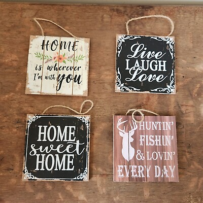 #ad Home Decor Wall Signs Farmhouse Rustic Quotes amp; Sayings Lot of 4 $19.99