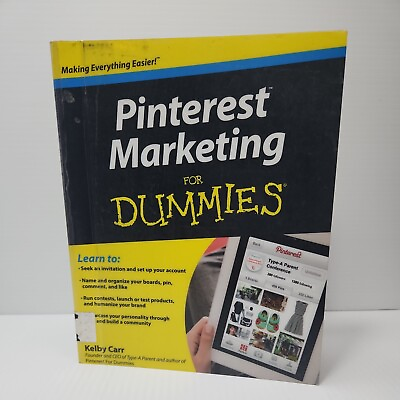 #ad #ad Pinterest Marketing for Dummies By Kelby Carr Paperback Ex Library $1.80