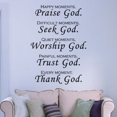 #ad Praise God Bible Verse Vinyl Art Wall Sticker Scripture Quote Home Bedroom Decor $11.33