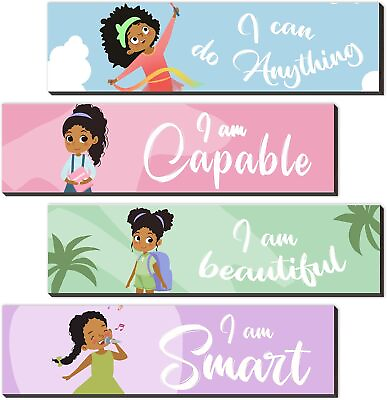 #ad 4 Pieces Motivational Black Girl Wall Decor Wall Art Inspirational Quotes Blac $26.51