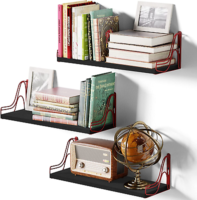 #ad Floating Shelves Wall Mounted Set of 3 Storage and Decorative Wood Shelf for Ba $14.93