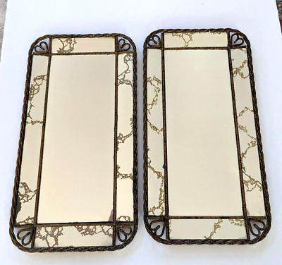 #ad 2 Decorative Art Mirrors Wall Hanging Vertical Or Horizontal Home Decor 15quot;x 8quot; $59.20