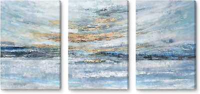 #ad #ad Abstract Canvas Wall Art for Bedroom 3 Piece Ocean Painting Coastal Theme Artwor $53.20