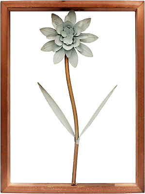 #ad Funerom Metal Flower with Wood Frame Wall Art Decor for Bathroom Livingroom Indo $28.58