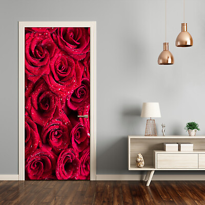 #ad 3D Wall Sticker Decoration Self Adhesive Door Wall Mural Flowers Red roses $63.95