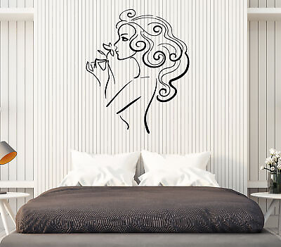 #ad Vinyl Decal Wall Sticker Beauty Sexy Girl with Flower Modern Decor M635 $21.99
