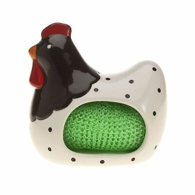 #ad #ad Rooster Scrubby Holder Ceramic Green Sponge Country Kitchen Farmhouse Chicken $18.40