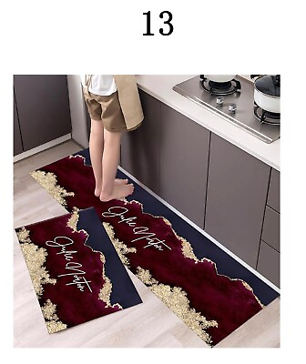 #ad 3D Printed Geometric 2pc water absorbent anti fatigue hard long kitchen mat sets $18.99