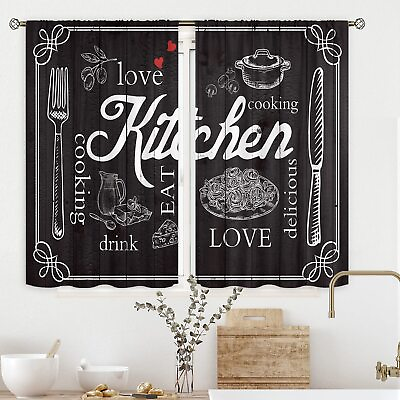 #ad Rustic Farmhouse Kitchen Curtains 27.5Wx39H Inch Rod Pocket Retro Country Woo... $23.53