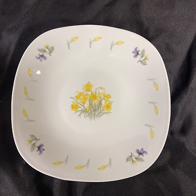 #ad VTG Decorative Yellow amp; Purple Daffodil Bowl Dish kitchen flowers $9.99