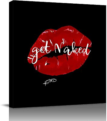 #ad Lips Sexy Get Naked Modern Home Decorations with Wood Frame Black Red Wall Art $27.99