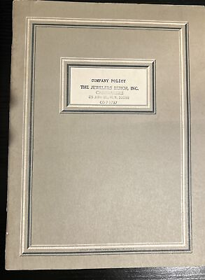 #ad Book: The Jewelers Bench INC Casemakers “Company Policy” New York $20.00