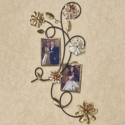 #ad Modern Floral Alessia Blooms Photo Frame Wall Art Metallic Golds Platinum $36.99