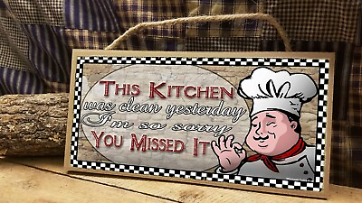 #ad Italian Fat Chef Kitchen This Was Clean Yesterday Sign Lodge Cabin Plaque 5quot;x10quot; $14.99