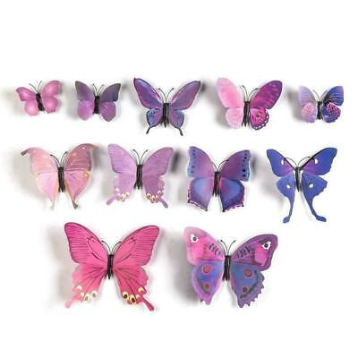 #ad 12pcs 3D Butterfly Wall Stickers Removable Mural Decal DIY Art Home Decoration $1.59