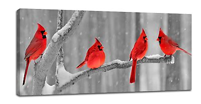 #ad Red Bird Large Wall Art for Living Room Red Cardinal Bird Pictures Wall Decor... $240.58