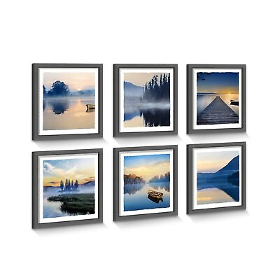 #ad Framed Lake Scenery Wall Art: Calming Forest Fog Print Pictures Relaxing Natu... $131.27