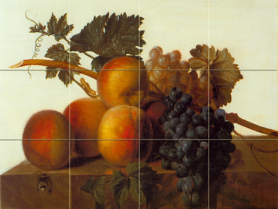 #ad #ad 24 x 18 Art John Johnston Mural Ceramic Fruits Grape Decor Tile #855 $157.50
