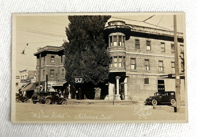 Big Tree Hotel Alturas California Real Photo Postcard Street Cars Signs More $15.00