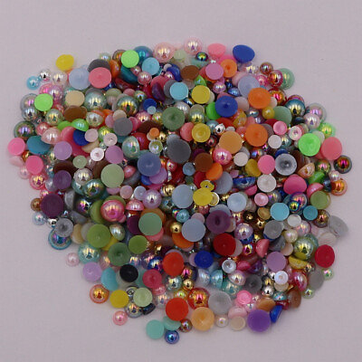 #ad #ad ABS Imitation Pearls Half Round Flat back Acrylic Beads DIY For Jewelry Making $2.90