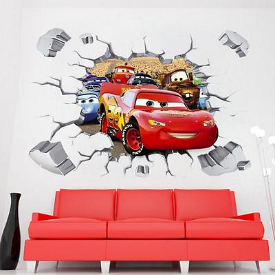 #ad Disney 3D Cars McQueen Mater removable Wall Stickers Decal Kids Home Decor USA $8.81