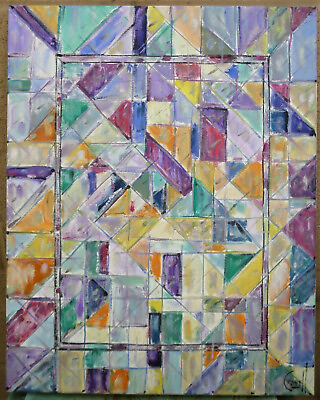 A CITY WINDOW abstract 16x20 Big canvas NEW oil painting modern art by Crowell $ $315.00