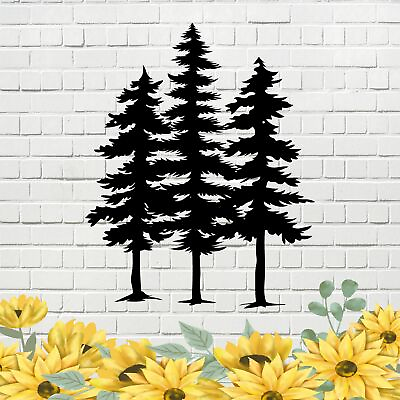 #ad Metal Tree Wall Art Metal Pine Wall Art Hanging 3 Pine Trees Laser Cut Meta... $68.86