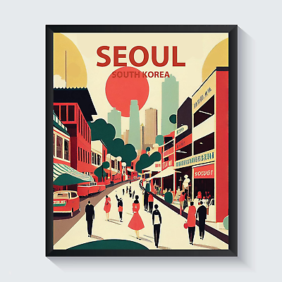 #ad Seoul City Retro Art Print Poster South Korea Wall Art Living Room Poster Wall $19.99