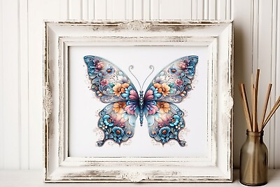 #ad Butterfly Wall Art Print Pretty Butterfly Print Butterfly Floral Wall Art Decor $9.99