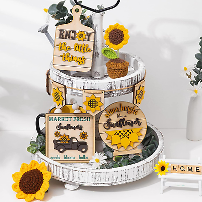 #ad Sunflower Decor Sunflower Gifts for Women Farmhouse Sunflower Kitchen Tiered $21.53