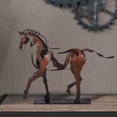 #ad Metal Horse Ornament Elegant Sculpture for Rustic Home Office Decor $15.76