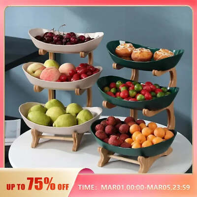 #ad Table Plates Dinnerware Kitchen Fruit Bowl with Floors Partitioned Candy Cake Tr AU $48.99