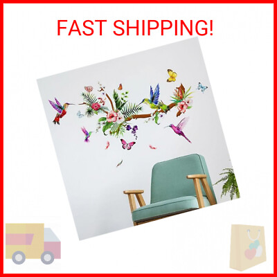 #ad Hummingbirds Wall Decals Peel and Stick Birds Vinyl Wall Stickers Butterfly Flow $11.10