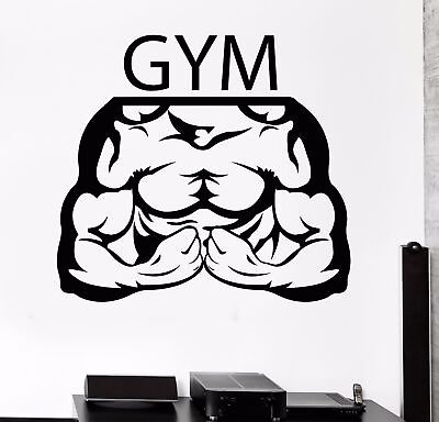 #ad Vinyl Wall Stickers Gym Fitness Muscles Iron Sport Decal Mural 219ig $21.99