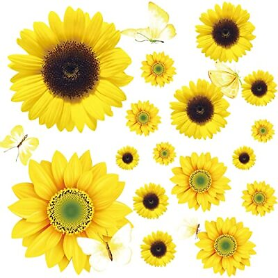 #ad Large Sunflower Wall Stickers 54 PCS Sunflower Daisy Decals for Wall 3D Butter $17.95