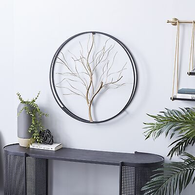 #ad Metal Tree Home Wall Decor Branch Wall Sculpture with Black Frame Wall Art 2... $57.17