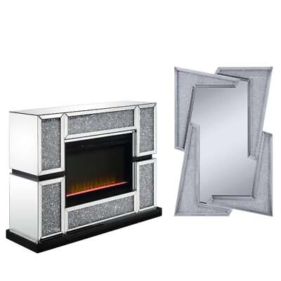 #ad Home Square 2 Piece Set with Mirrored Fireplace and Wall Decor $1706.75