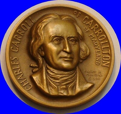 #ad NOS Charles Carroll High Relief Bronze Medal Medallic Art Co NY $12.77